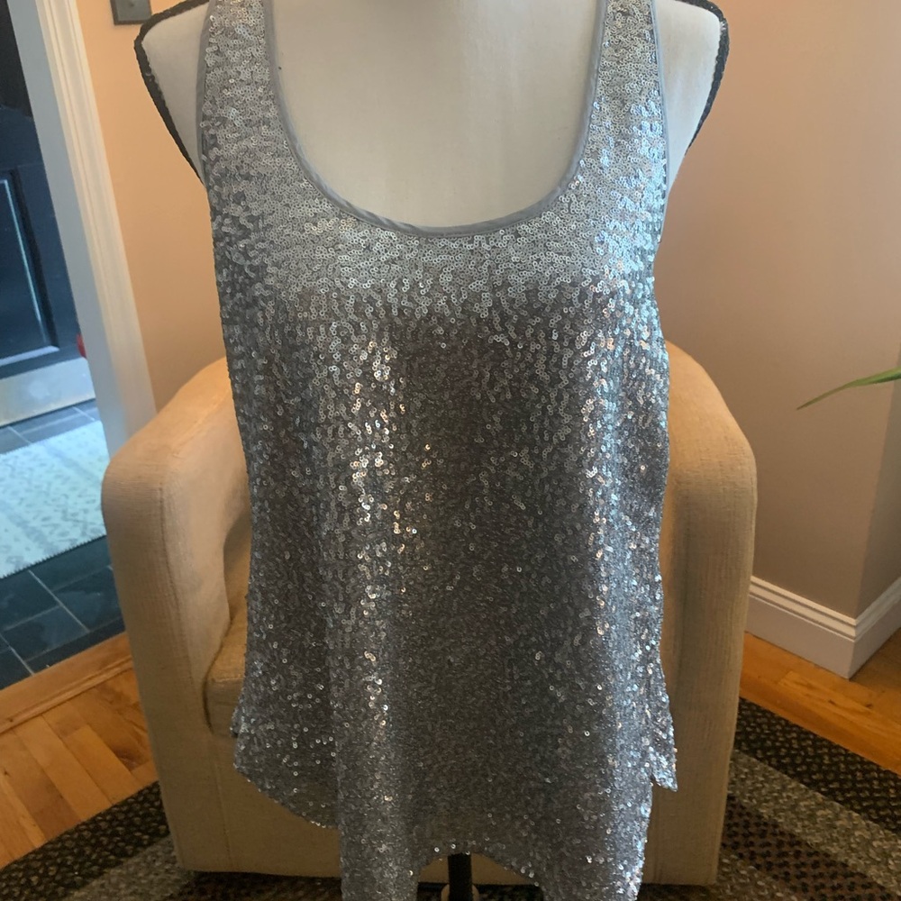 GAP Shimmering Silver Tank Top